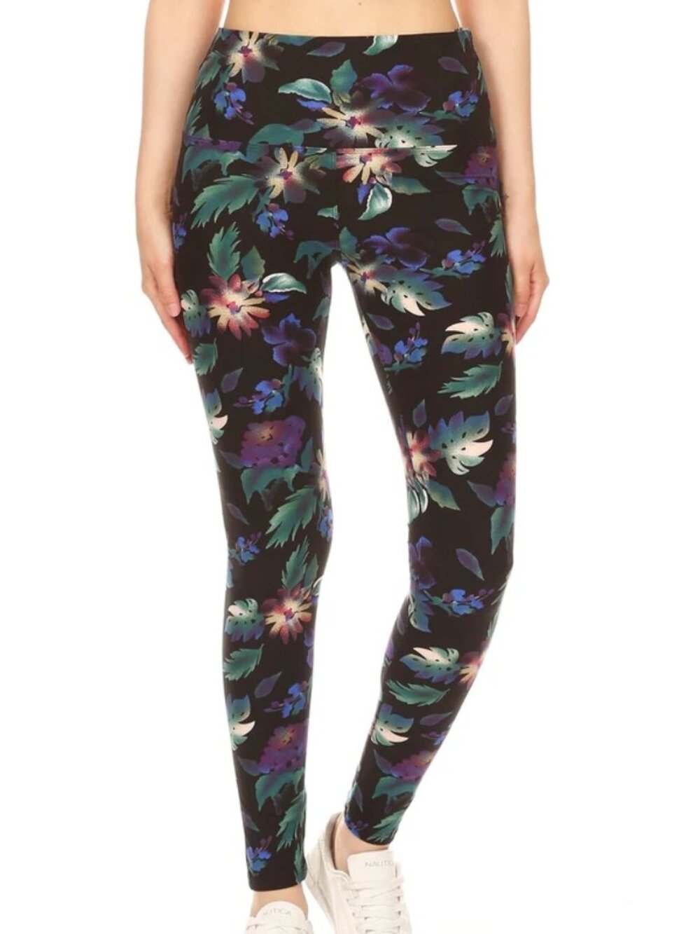 Long Yoga Style Floral Printed Knit Legging